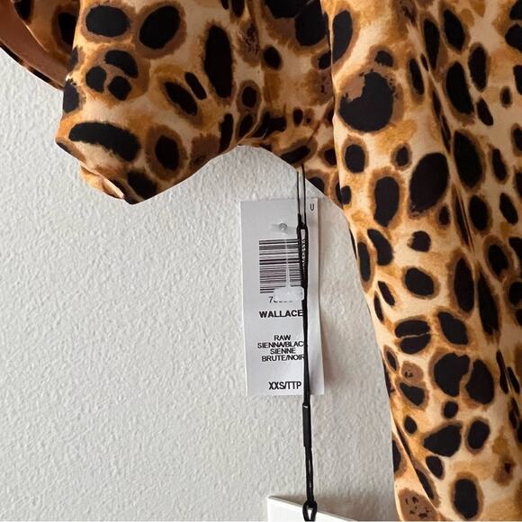 Aritzia Babaton Wallace Animal Print Wrap Dress in Raw Sienna/Black - Picture 7 of 7